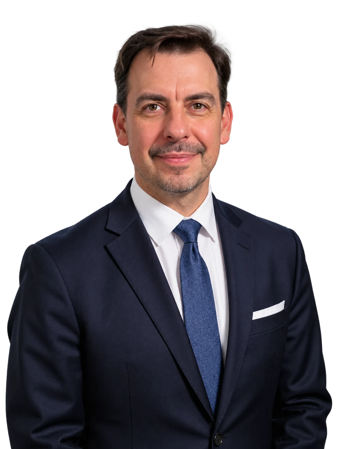 Ted Moss in a navy suit, ready to get your brand noticed.